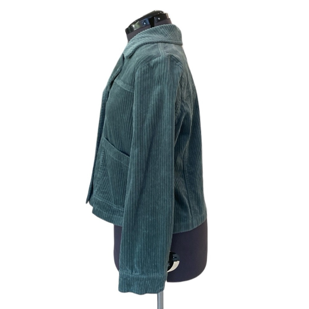 Anthropology Avec Les Filles Tegan Corduroy L Green 2Pockets Collar Button Front - Picture 5 of 9